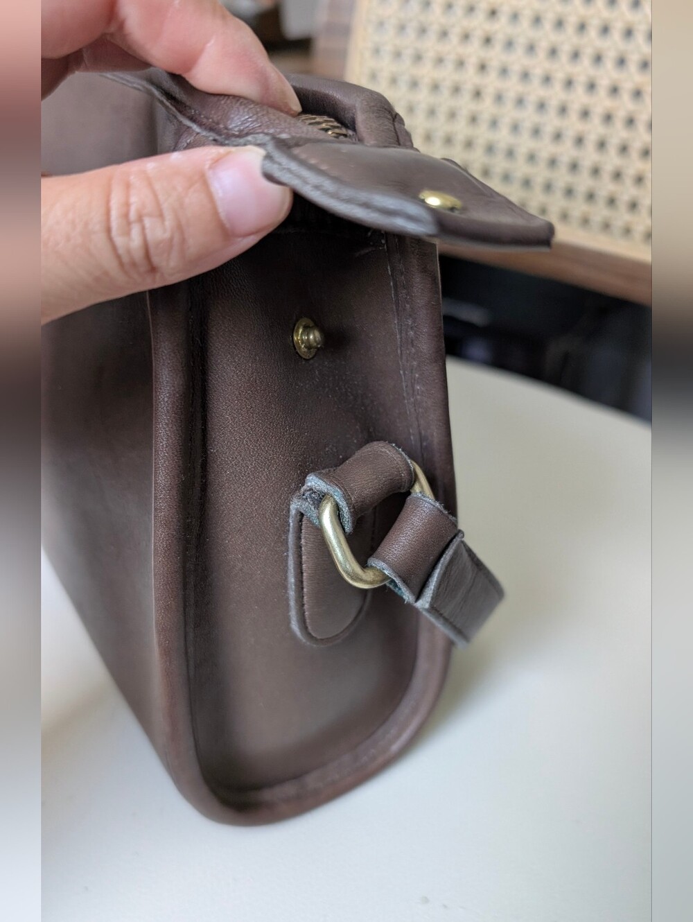 Vintage Coach Taylor Zip Leather Crossbody Bag H5C-9944, Brown, Made In USA - Picture 5 of 16